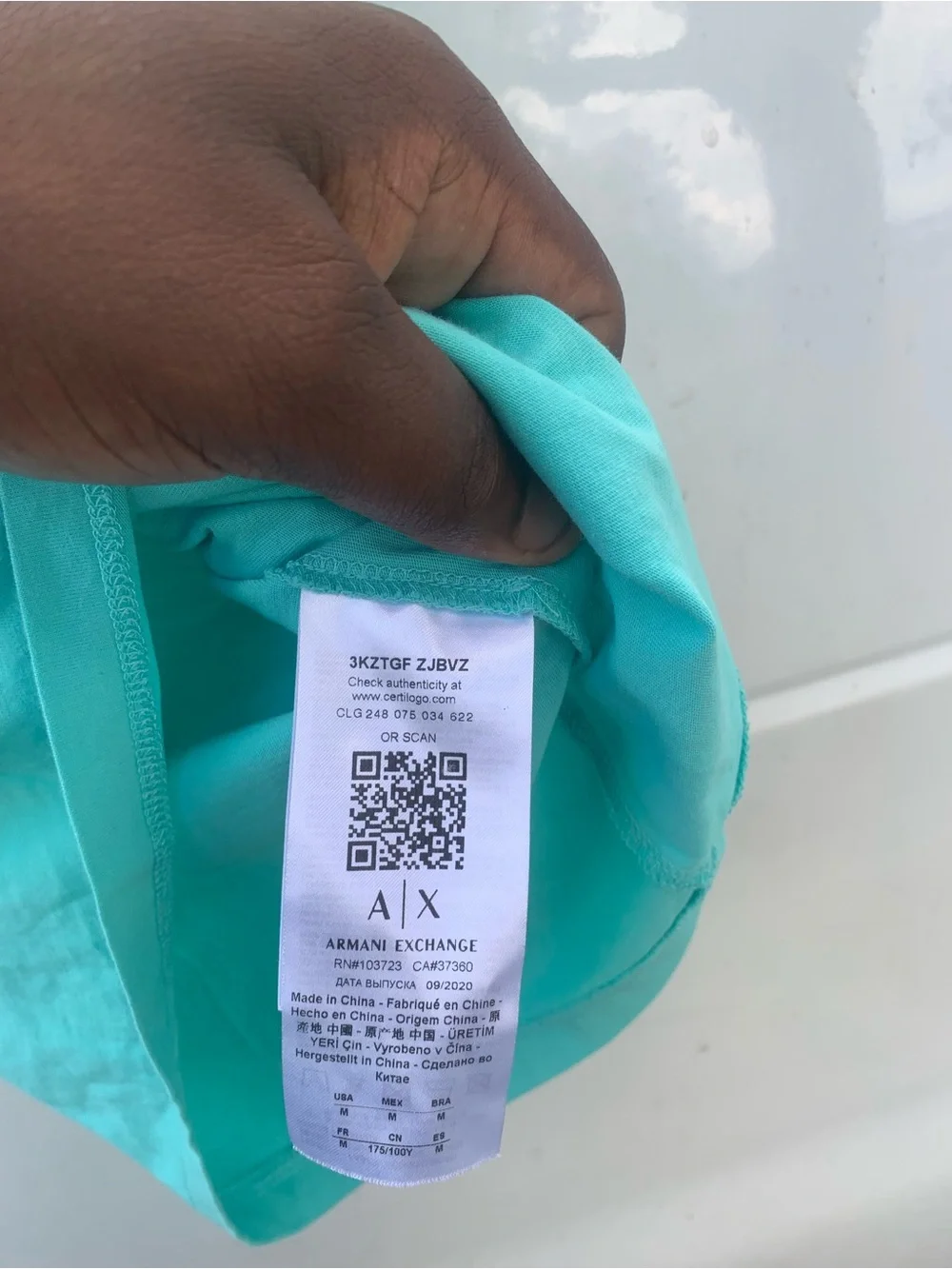 Armani Exchange Men's Aqua Crew Neck T-Shirt
